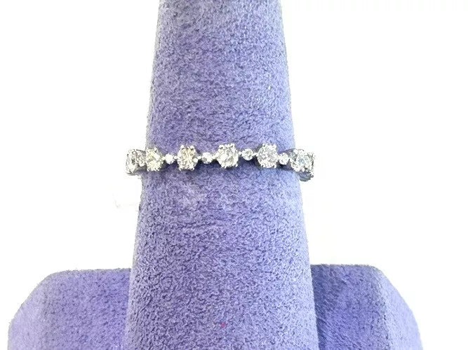 14K White Gold Thin Diamond Multi-Shape Band 0.77 Carats