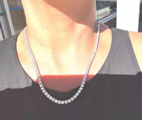 14k White Gold Diamond Tennis Necklace 20.17CTW