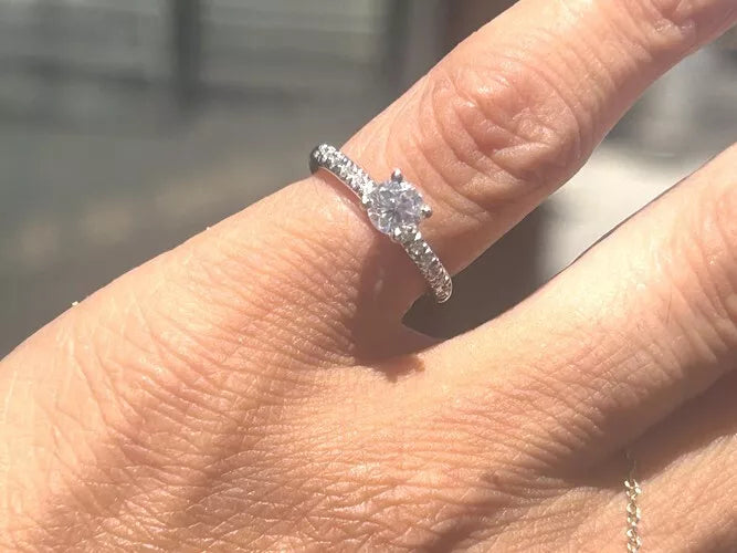 14K White Gold Diamond Engagement Ring 0.45 Carats W/ Diamond Certificate