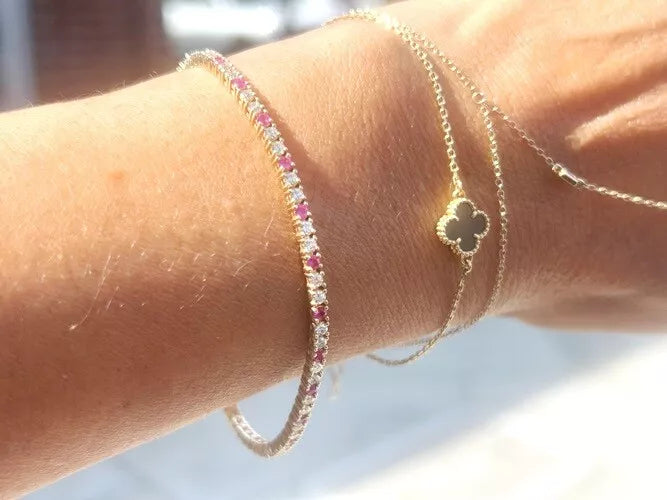 14K Yellow Gold Diamond & Ruby Tennis Bracelet 2.36 Carats