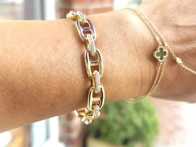 18K Yellow Gold Diamond Link Fashion Bracelet 1.00-1.25 Carats