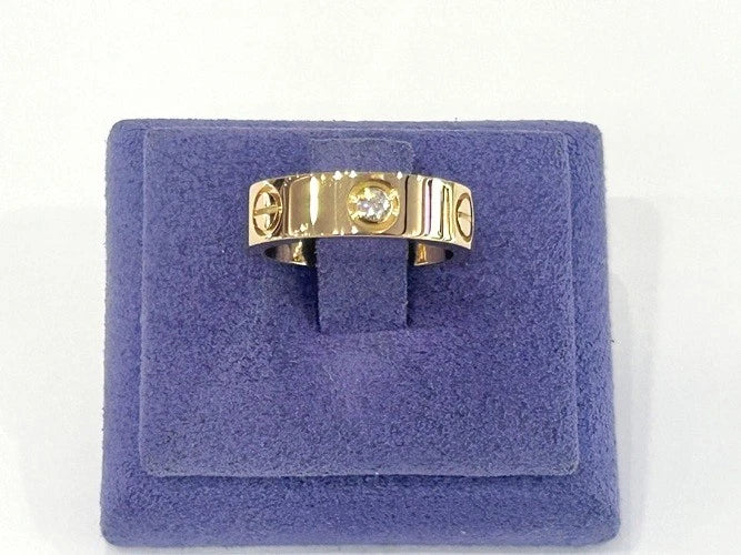 18K Rose Gold Cartier Love Ring Classic Model 3 Diamonds 0.23 Carats