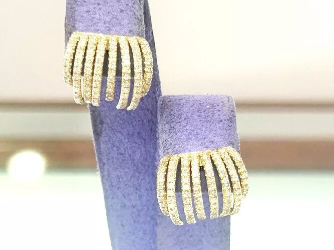14K Yellow Gold Diamond Ear Cuff Earrings 0.67 Carats