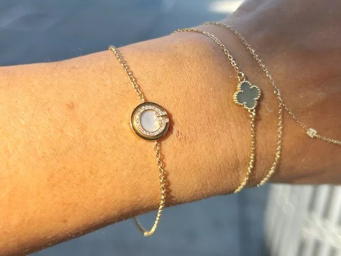 Tiffany & Co 18KRG Tiffany T Diamond & Mother of Pearl Circle Bracelet 0.03CTW