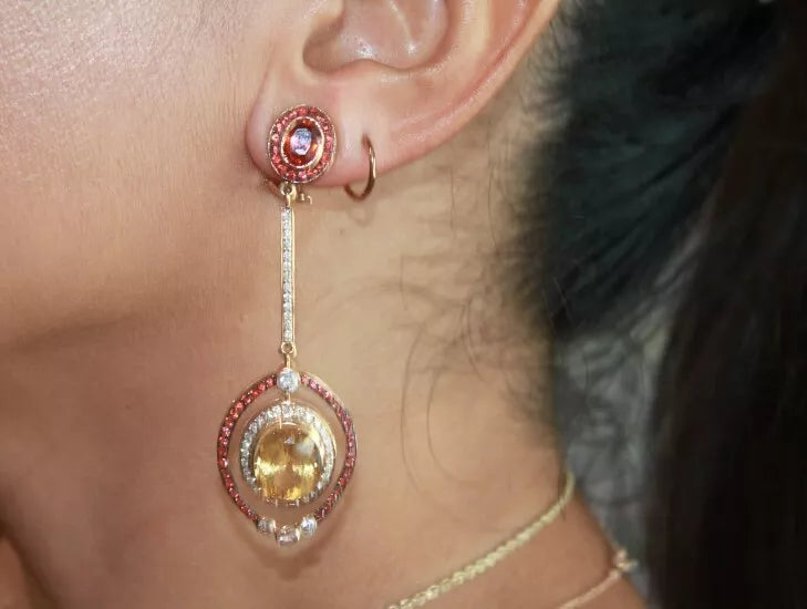 Zorab 18K Yellow Gold Diamond & Semi-Precious Stone Drop Earrings 1.00Ctw
