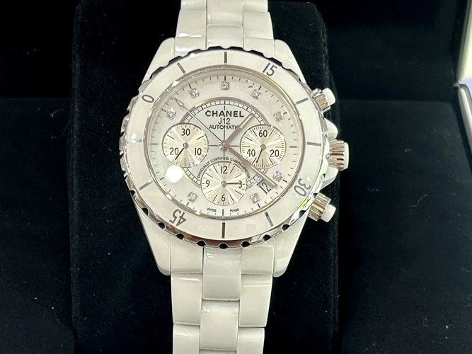 Chanel J12 Chronograph 41MM Diamond Dial Watch with Box & Papers