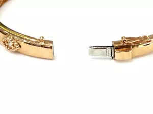 14K Rose Gold Alternate Diamond & Turquoise Bangle Bracelet 0.11 Carats