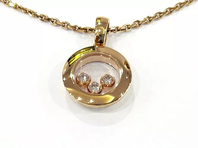 Chopard 18K Rose Gold Happy Diamond Icons Necklace 0.15 Carats W/Box & Papers