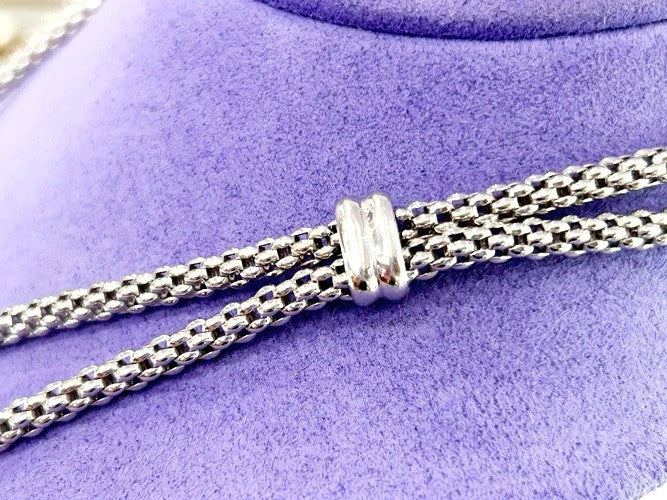 Fope 18K White Gold 2 Row Rope & Diamond Necklace 0.50 Carats