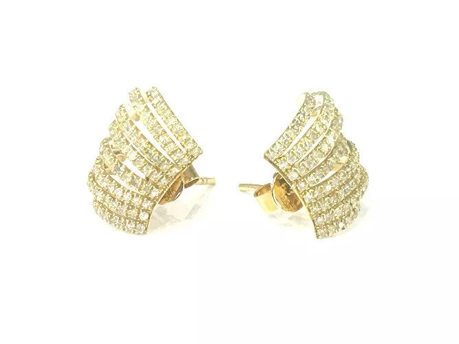 14K Yellow Gold Diamond Ear Cuff Earrings 0.67 Carats