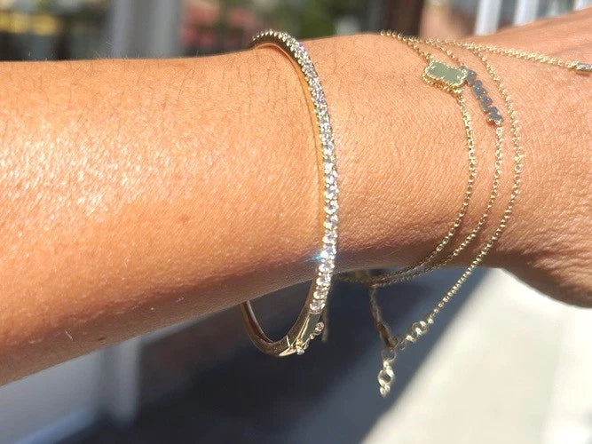 14K Yellow Gold Diamond Bangle Bracelet 1.25 Carats