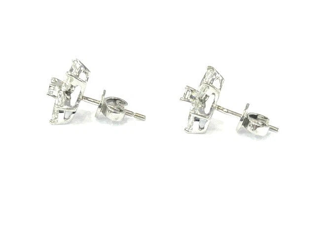 18K White Gold 6 Petal Flower Diamond Stud Earrings 1.44 Carats