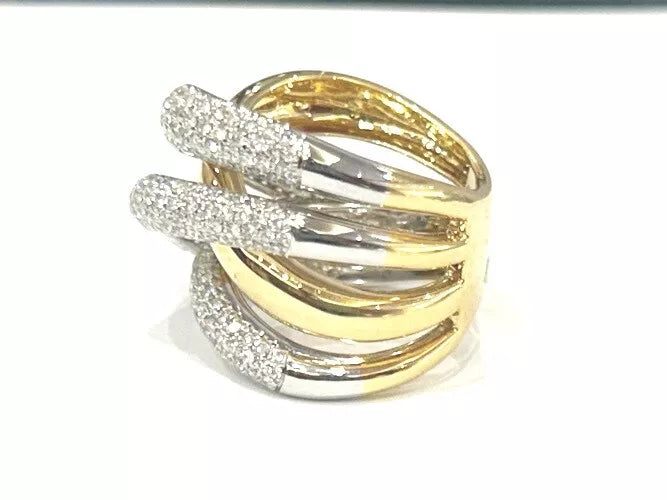 18K Yellow Gold Pave' Crossover 4 Row Diamond Ring 2.17 Carats