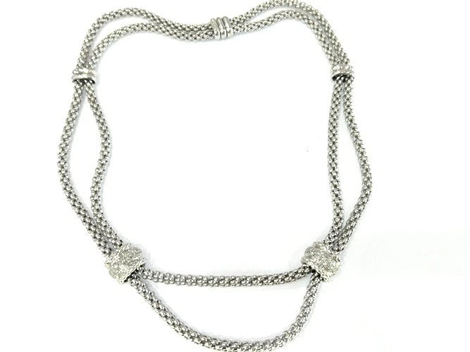 Fope 18K White Gold 2 Row Rope & Diamond Necklace 0.50 Carats
