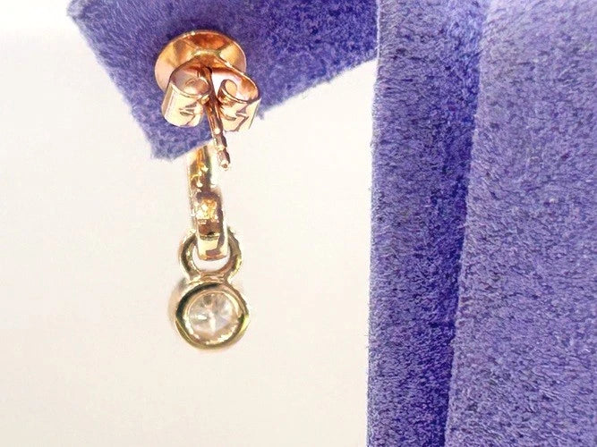 14K Rose Gold Diamond Bezel Set Drop Earrings 0.40 Carats