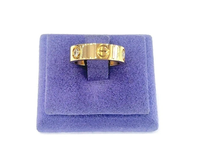 18K Rose Gold Cartier Love Ring Classic Model 3 Diamonds 0.23 Carats