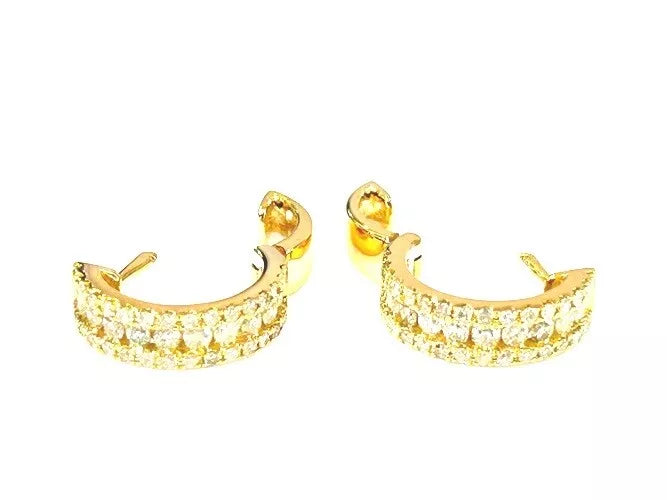 14K Yellow Gold Mini Diamond Huggie Earrings 1.00 Carats