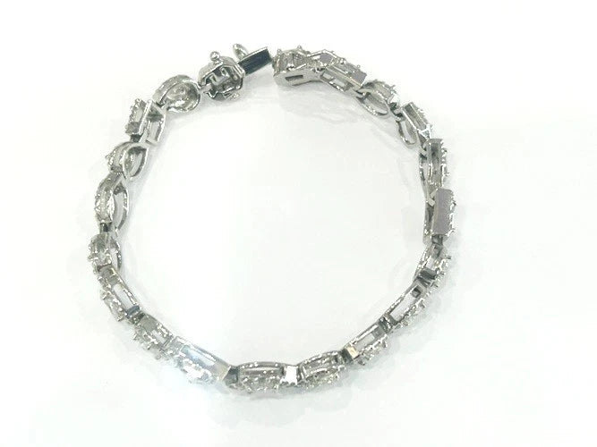14K White Gold Multi-Shaped Diamond Tennis Bracelet 7.11 Carats