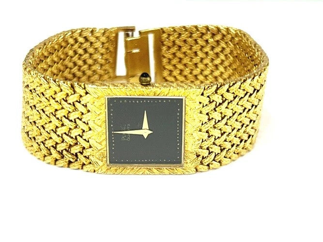 18K Yellow Gold Piaget Classic 9352 D2 Onyx Dial Gold Watch