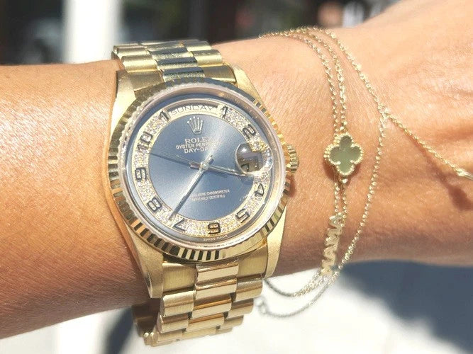 Rolex 18K Yellow Gold Day-Date President Myriad Diamond Dial Watch 18238