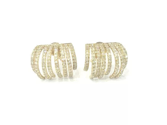 14K Yellow Gold Diamond Ear Cuff Earrings 0.67 Carats