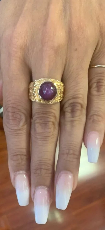 Vintage 14k Yellow Gold & Cabochon Star Ruby Ring 9.00 Tcw.