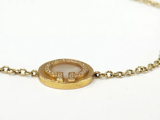 Tiffany & Co 18KRG Tiffany T Diamond & Mother of Pearl Circle Bracelet 0.03CTW