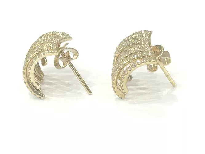 14K Yellow Gold Diamond Ear Cuff Earrings 0.67 Carats