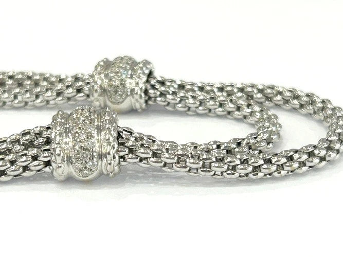 Fope 18K White Gold 2 Row Rope & Diamond Necklace 0.50 Carats