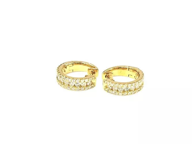 14K Yellow Gold Mini Diamond Huggie Earrings 1.00 Carats