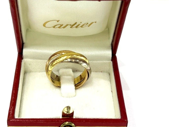 Cartier 18K Rose-Yellow & White Gold Trinity Ring Classic Model Size 54 W/Box