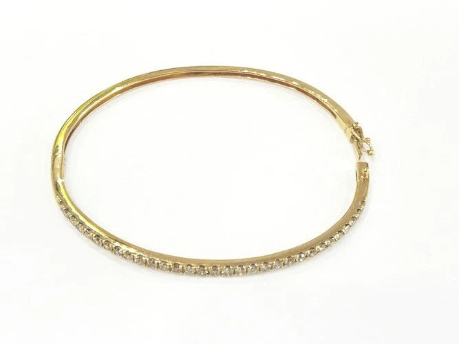 14K Yellow Gold Diamond Bangle Bracelet 1.25 Carats
