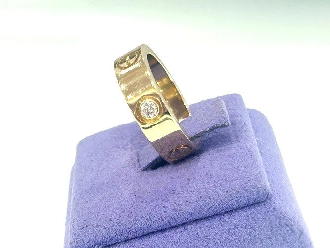 18K Rose Gold Cartier Love Ring Classic Model 3 Diamonds 0.23 Carats