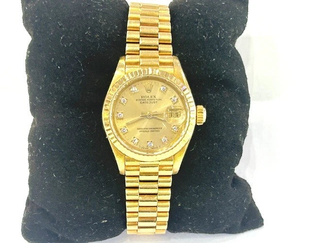 18K Yellow Gold Rolex Ladies Presidential DateJust 26MM Diamond Dial 61978