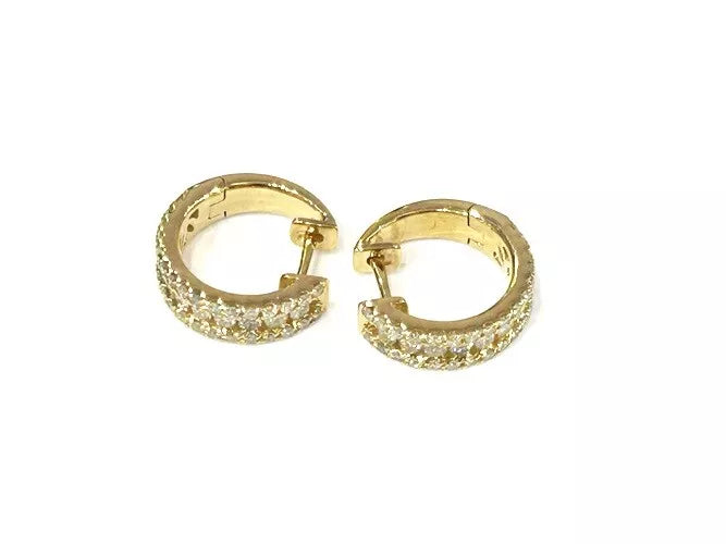 14K Yellow Gold Mini Diamond Huggie Earrings 1.00 Carats