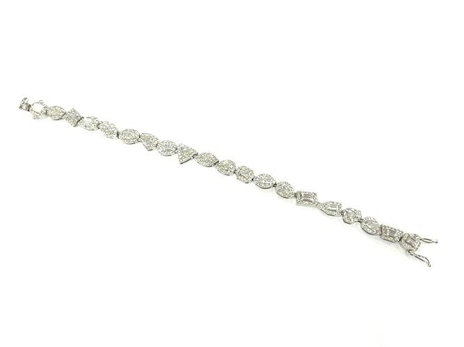 14K White Gold Multi-Shaped Diamond Tennis Bracelet 7.11 Carats