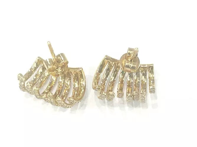 14K Yellow Gold Diamond Ear Cuff Earrings 0.67 Carats