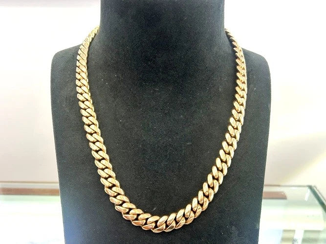 14K Rose Gold Cubak Link Chain with Diamond Lock 3.00 Carats