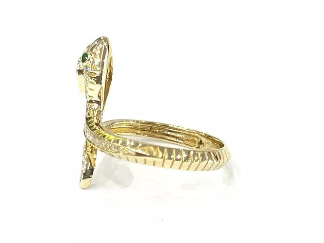14K Yellow Gold Diamond Serpnte Wrap Ring 0.13 Carats