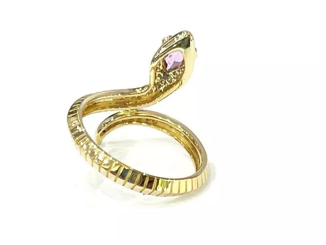 14K Yellow Gold Diamond Serpnte Wrap Ring 0.13 Carats