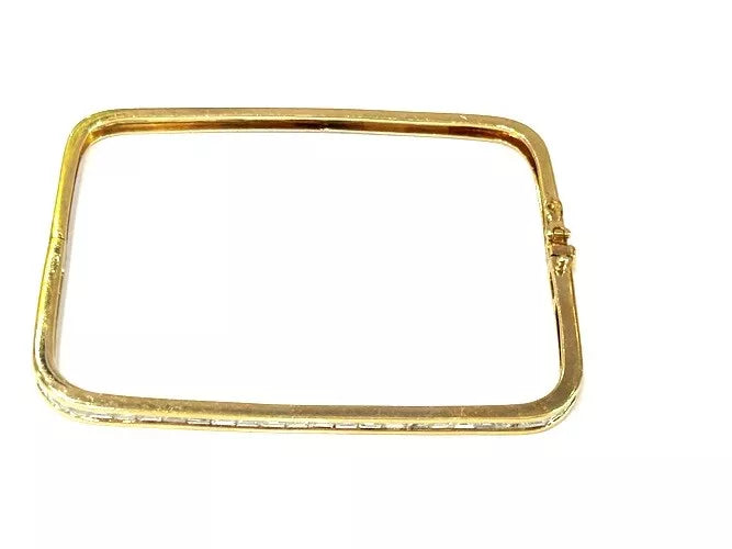14K Yellow Gold Square Shape Diamond Bangle Bracelet 0.75 Carats