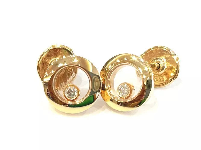 Chopard 18K Rose Gold Happy Diamonds Icons Ethical Diamond Earrings 0.10Cts. B&P