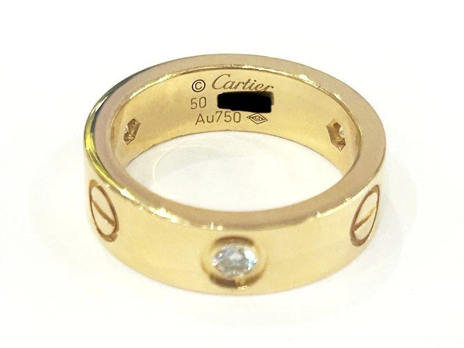 18K Rose Gold Cartier Love Ring Classic Model 3 Diamonds 0.23 Carats