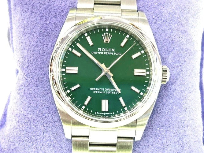 Rolex Stainless Steel Oyster Perpetual Green Dial 36MM 126000 W/Papers