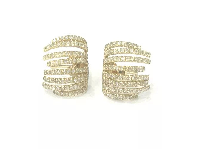 14K Yellow Gold Diamond Ear Cuff Earrings 0.67 Carats