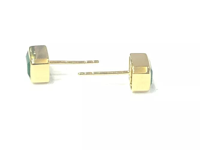 18K Yellow Gold Emerald Cut Emerald Bezel Studs 1.96 Carats