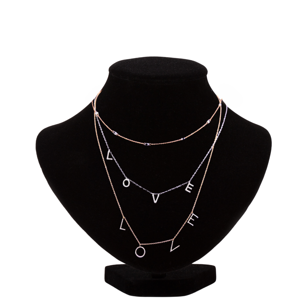 14k White Gold LOVE Necklace