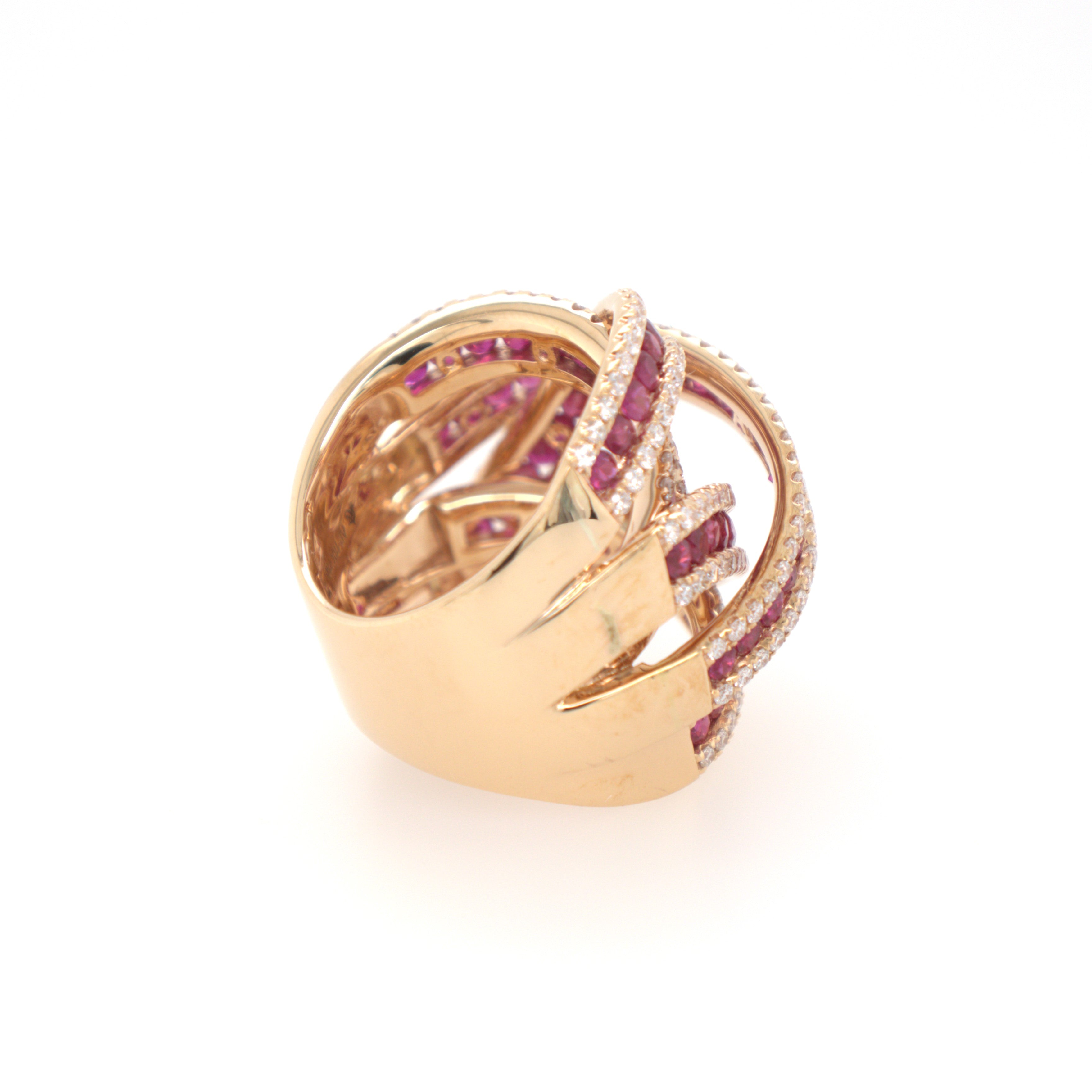 4.93CTW Ruby Diamond Ring In 18K Rose Gold