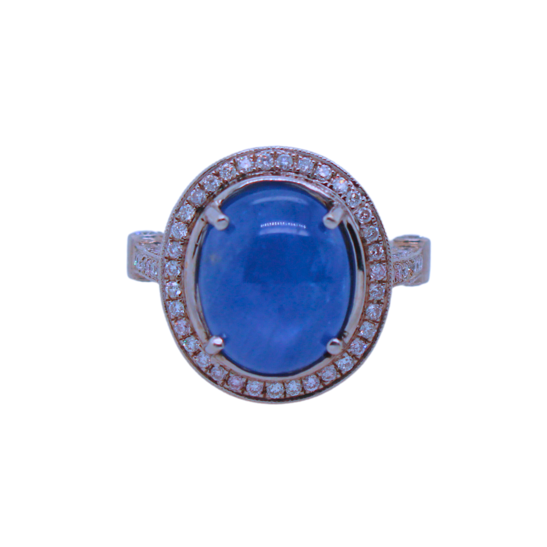 14K White Gold Star Sapphire Ring