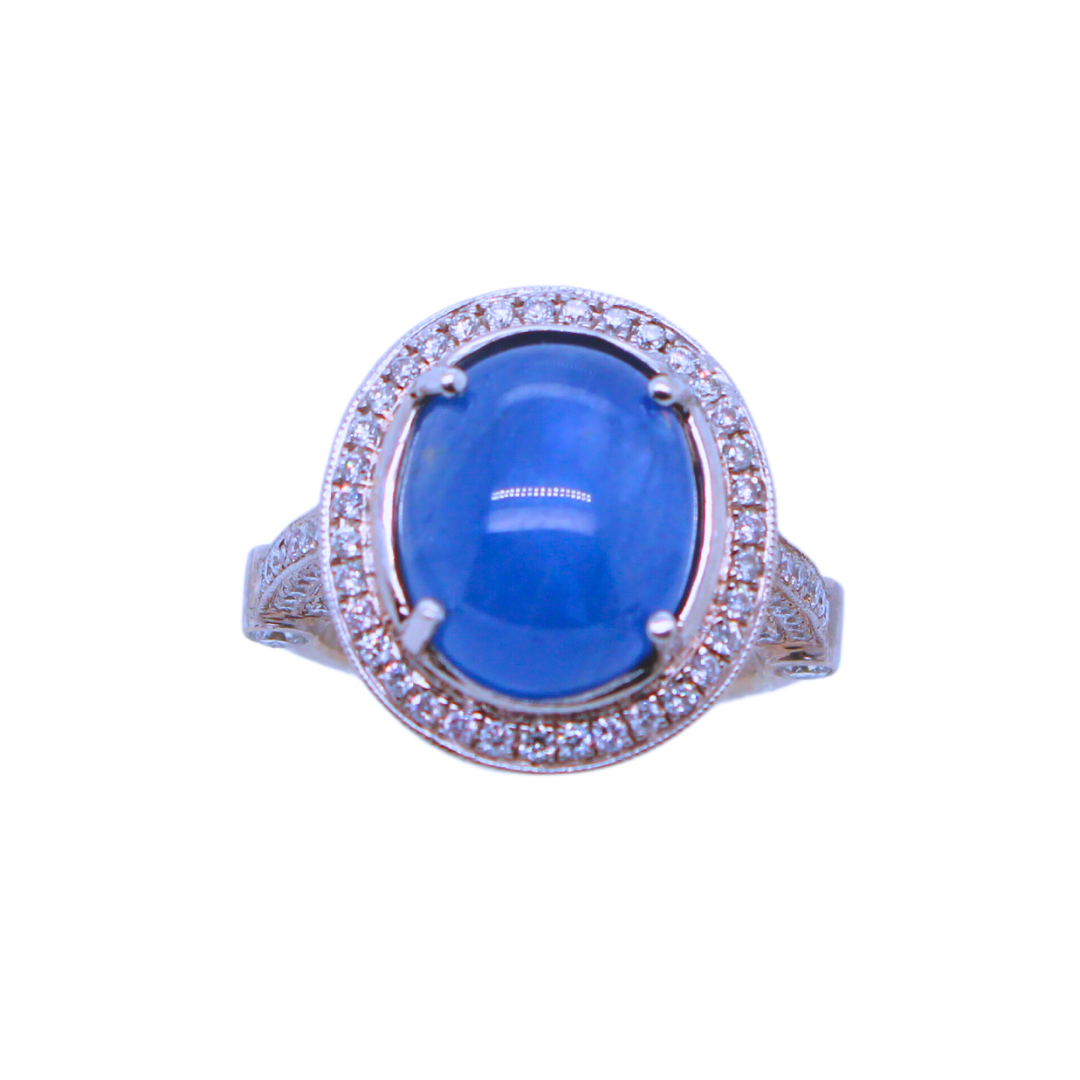 14K White Gold Star Sapphire Ring
